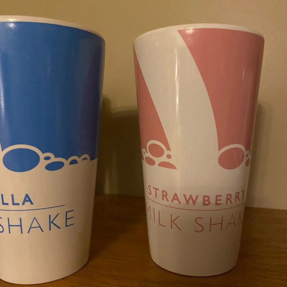 Colorful Milkshake Tumblers Set of 4 Ceramic Retro Summer Ice Cream Social